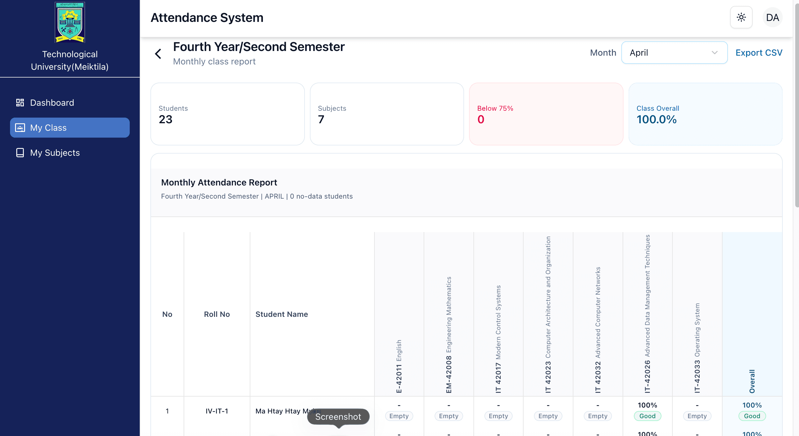 Attendance Management System